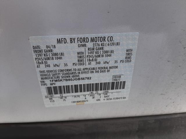 Photo 10 from auction – 2018 FORD EXPLORER with VIN 1FM5K7B80JGB56782