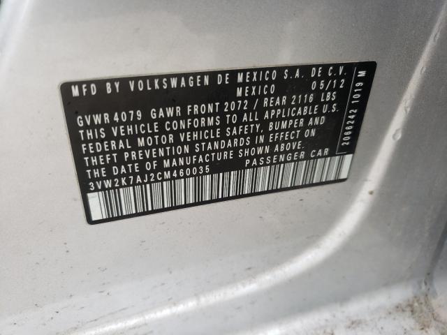 Photo 10 from auction – 2012 VOLKSWAGEN JETTA BASE with VIN 3VW2K7AJ2CM460035