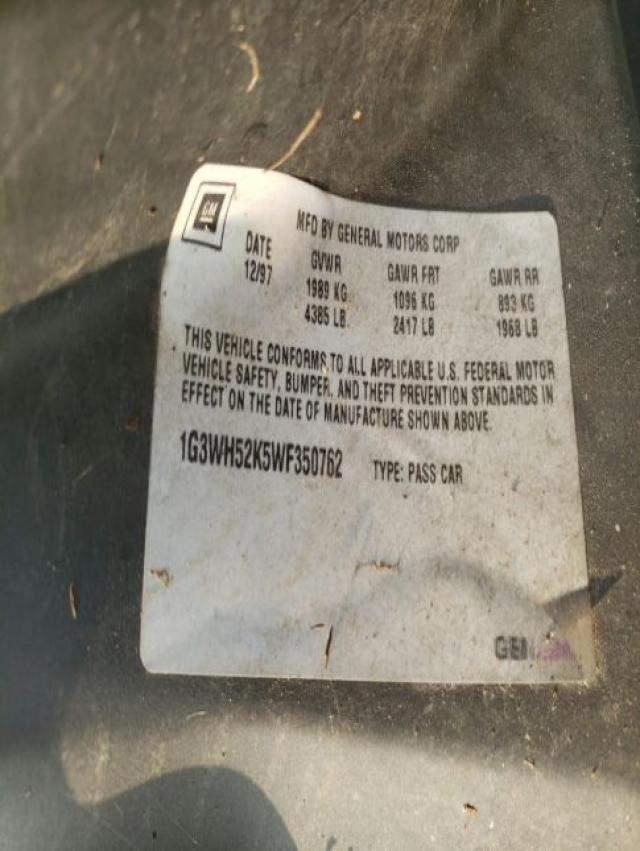 Photo 10 from auction – 1998 OLDSMOBILE INTRIGUE with VIN 1G3WH52K5WF350762