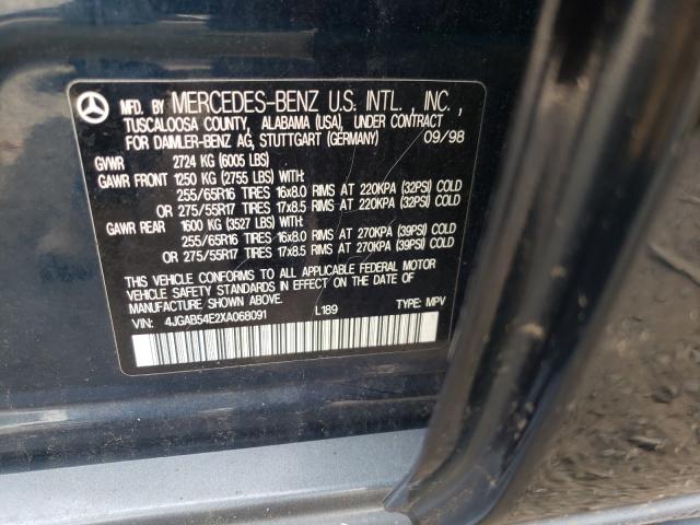 Photo 10 from auction – 1999 MERCEDES-BENZ ML 320 with VIN 4JGAB54E2XA068091