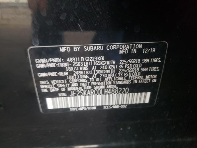 Photo 10 from auction – 2020 SUBARU FORESTER S with VIN JF2SKARC0LH488220