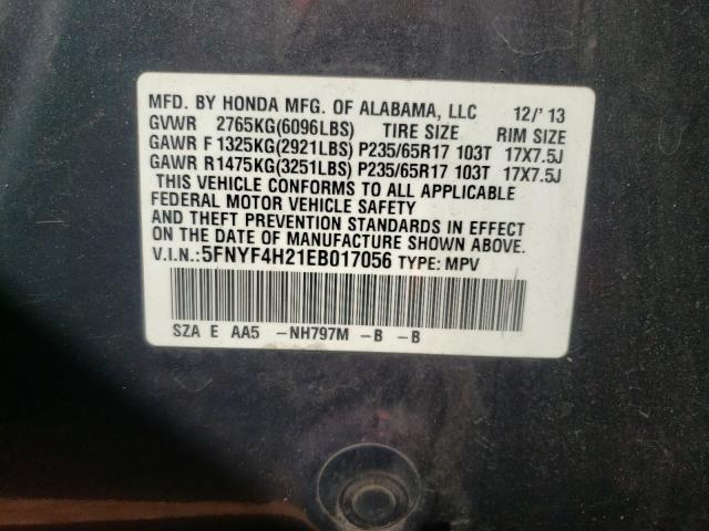 Photo 10 from auction – 2014 HONDA PILOT LX with VIN 5FNYF4H21EB017056