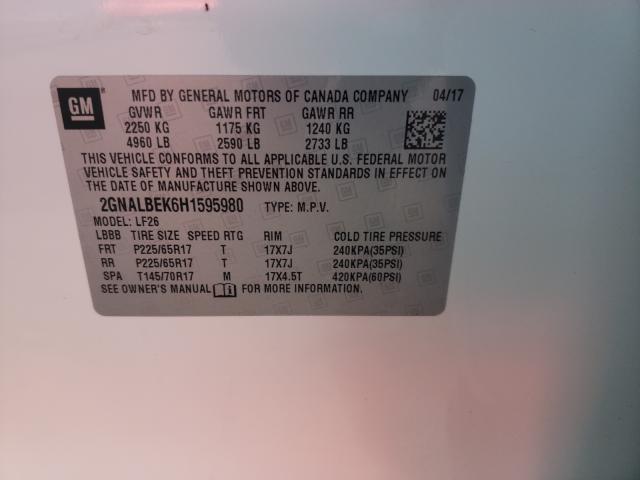 Photo 10 from auction – 2017 CHEVROLET EQUINOX LS with VIN 2GNALBEK6H1595980