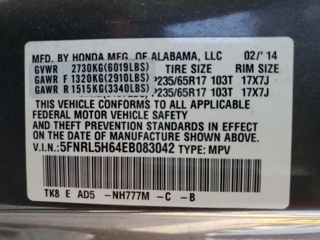 Photo 10 from auction – 2014 HONDA ODYSSEY EX with VIN 5FNRL5H64EB083042