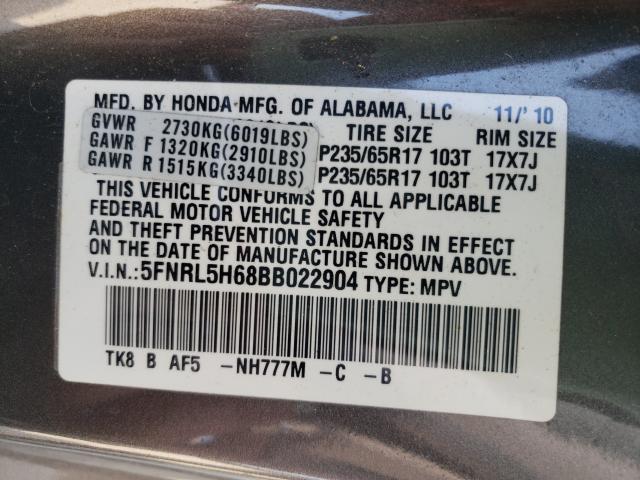 Photo 10 from auction – 2011 HONDA ODYSSEY EX with VIN 5FNRL5H68BB022904
