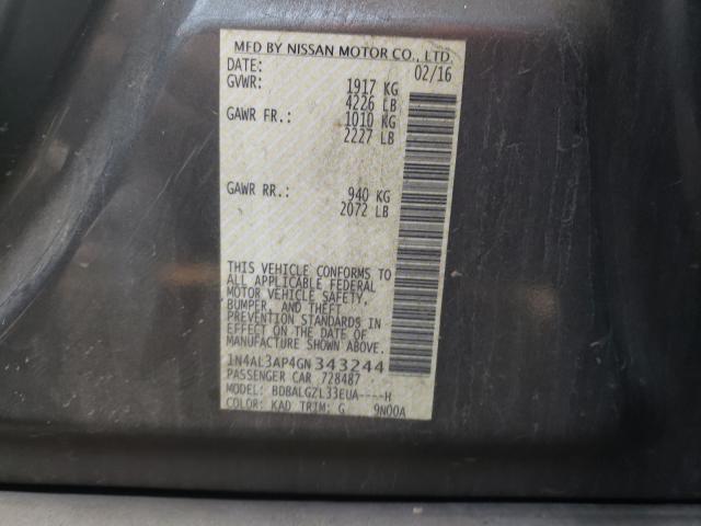 Photo 10 from auction – 2016 NISSAN ALTIMA 2.5 with VIN 1N4AL3AP4GN343244