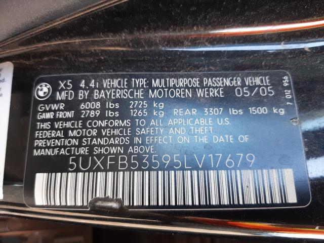 Photo 10 from auction – 2005 BMW X5 4.4I with VIN 5UXFB53595LV17679
