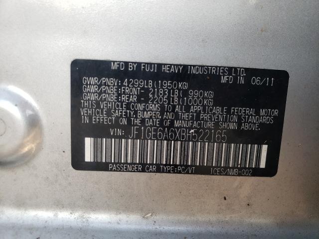 Photo 10 from auction – 2011 SUBARU IMPREZA 2. with VIN JF1GE6A6XBH522165