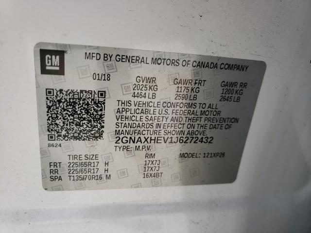 Photo 10 from auction – 2018 CHEVROLET EQUINOX LS with VIN 2GNAXHEV1J6272432