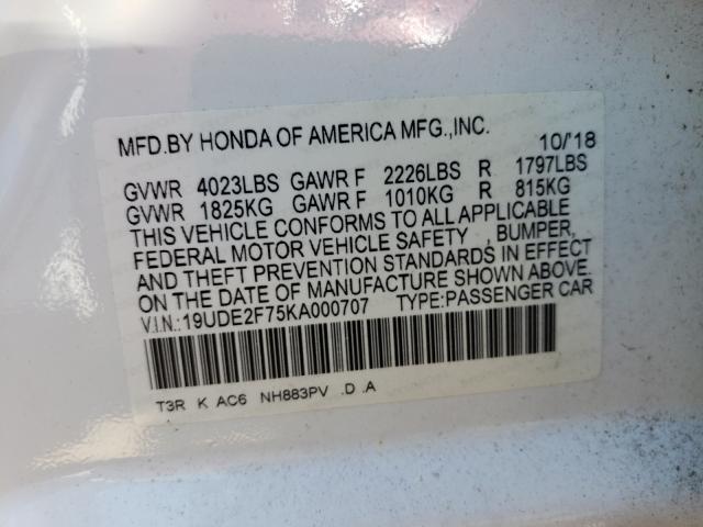 Photo 10 from auction – 2019 ACURA ILX PREMIU with VIN 19UDE2F75KA000707