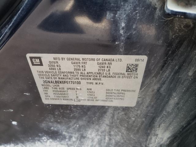 Photo 10 from auction – 2015 CHEVROLET EQUINOX LT with VIN 2GNALBEK6F6170100