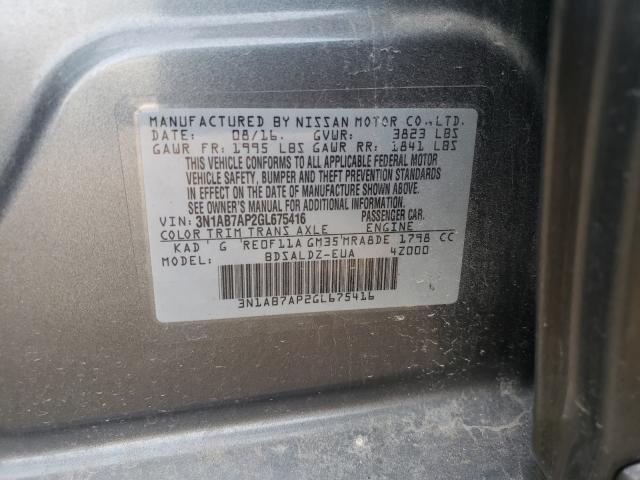 Photo 10 from auction – 2016 NISSAN SENTRA S with VIN 3N1AB7AP2GL675416
