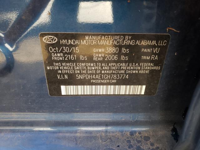 Photo 10 from auction – 2016 HYUNDAI ELANTRA SE with VIN 5NPDH4AE1GH783774