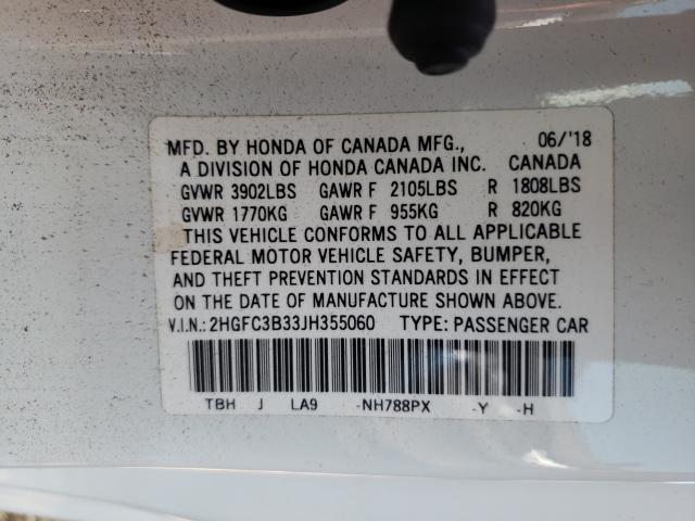 Photo 10 from auction – 2018 HONDA CIVIC EX with VIN 2HGFC3B33JH355060