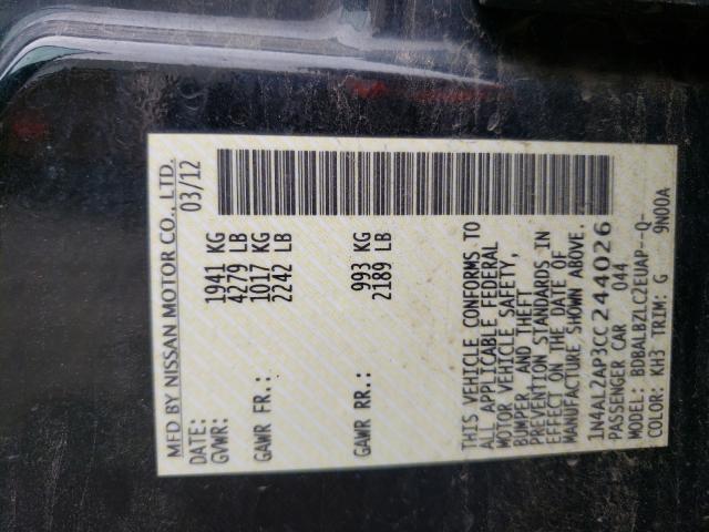 Photo 10 from auction – 2012 NISSAN ALTIMA BAS with VIN 1N4AL2AP3CC244026