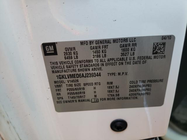 Photo 10 from auction – 2010 GMC ACADIA SLT with VIN 1GKLVMED6AJ239344