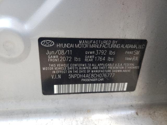 Photo 10 from auction – 2012 HYUNDAI ELANTRA with VIN 5NPDH4AE8CH076777
