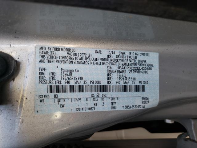 Photo 10 from auction – 2014 FORD FOCUS S with VIN 1FADP3E22EL430455