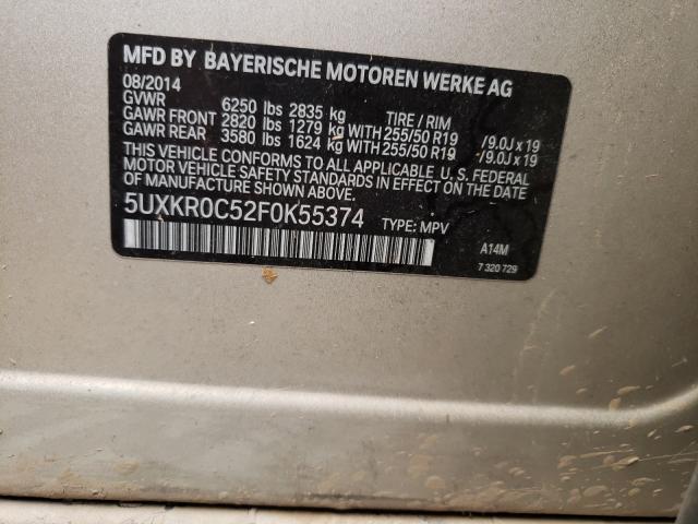 Photo 10 from auction – 2015 BMW X5 XDRIVE3 with VIN 5UXKR0C52F0K55374