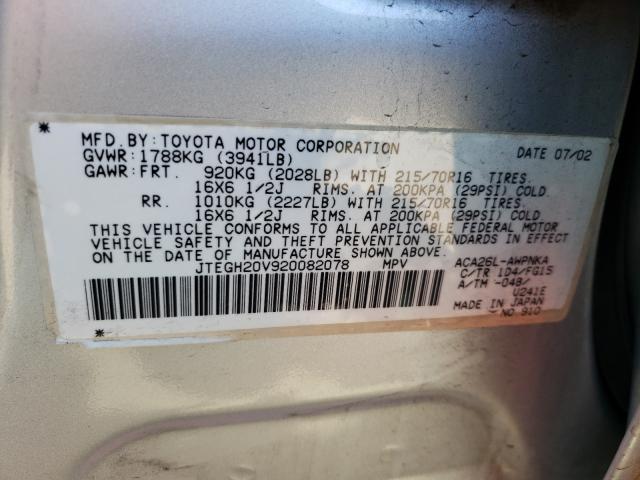 Photo 10 from auction – 2002 TOYOTA RAV4 with VIN JTEGH20V920082078