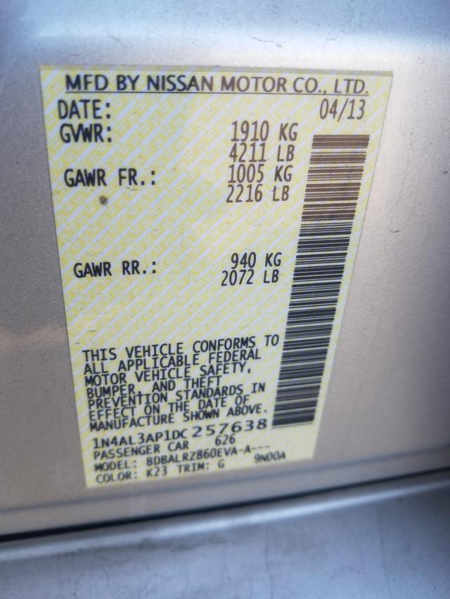 Photo 10 from auction – 2013 NISSAN ALTIMA 2.5 with VIN 1N4AL3AP1DC257638