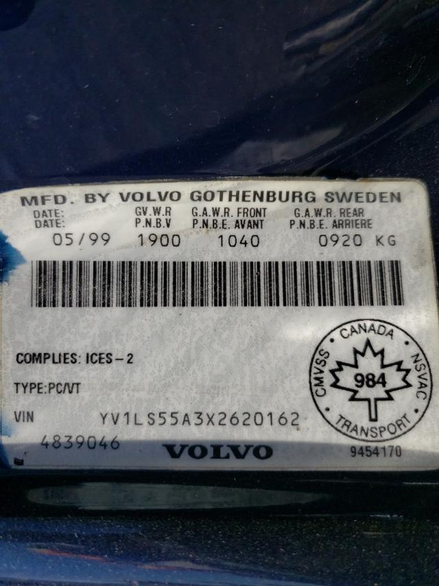 Photo 10 from auction – 1999 VOLVO S70 with VIN YV1LS55A3X2620162