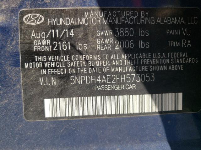 Photo 10 from auction – 2015 HYUNDAI ELANTRA SE with VIN 5NPDH4AE2FH573053