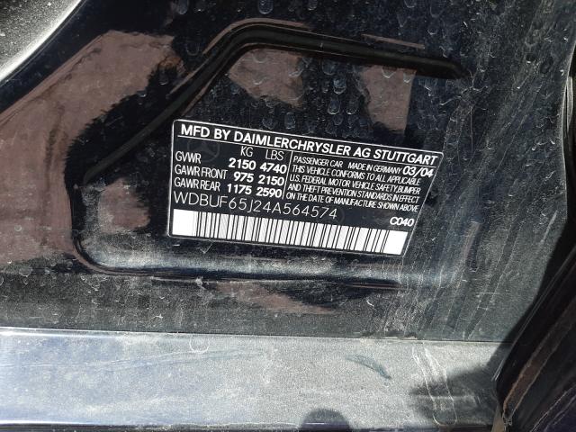 Photo 10 from auction – 2004 MERCEDES-BENZ E 320 with VIN WDBUF65J24A564574