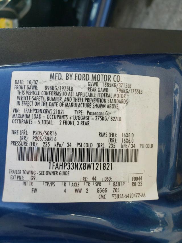 Photo 10 from auction – 2008 FORD FOCUS SE with VIN 1FAHP33NX8W121821