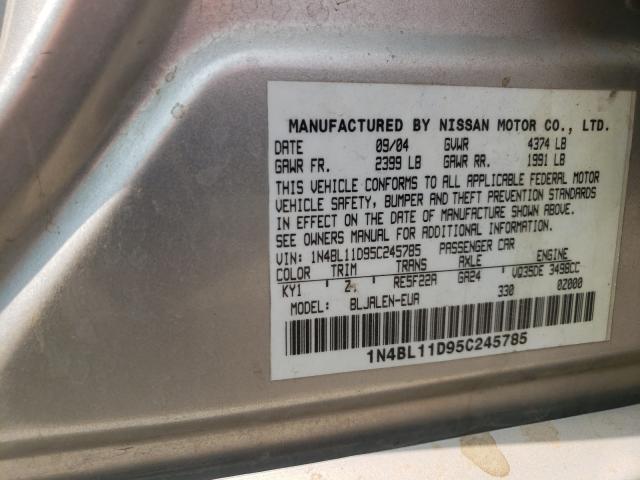 Photo 10 from auction – 2005 NISSAN ALTIMA SE with VIN 1N4BL11D95C245785
