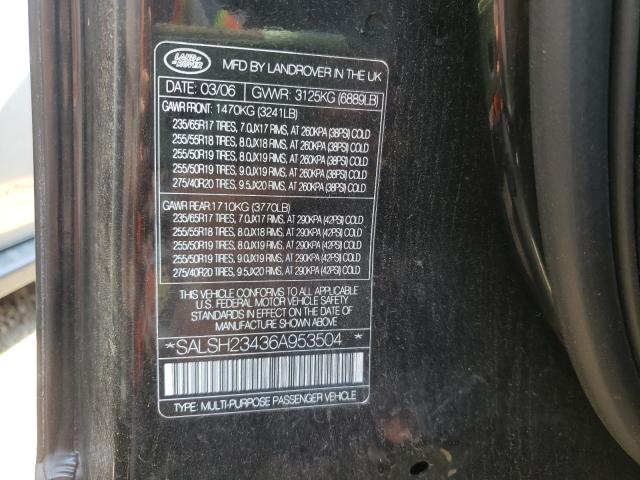 Photo 10 from auction – 2006 LAND ROVER RANGE ROVE with VIN SALSH23436A953504