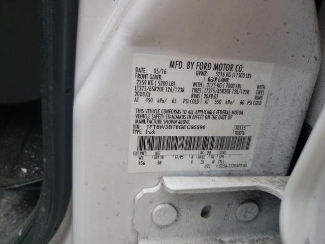 Photo 10 from auction – 2016 FORD F350 SUPER with VIN 1FT8W3BT8GEC95596
