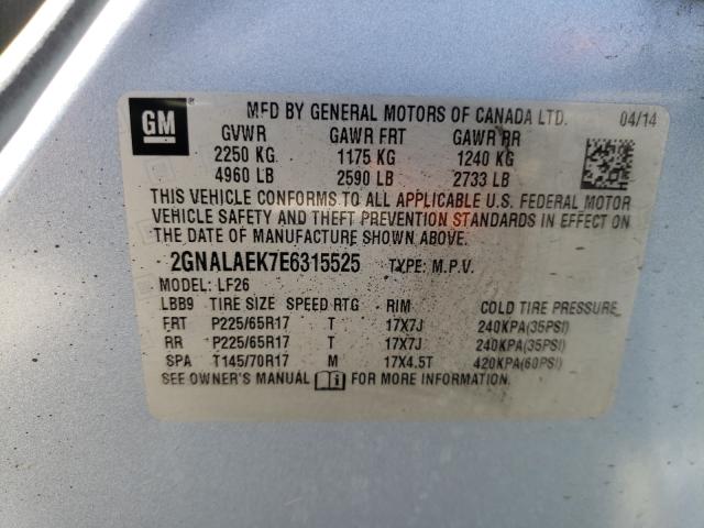 Photo 10 from auction – 2014 CHEVROLET EQUINOX LS with VIN 2GNALAEK7E6315525