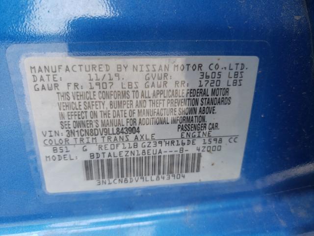 Photo 10 from auction – 2020 NISSAN VERSA S with VIN 3N1CN8DV9LL843904