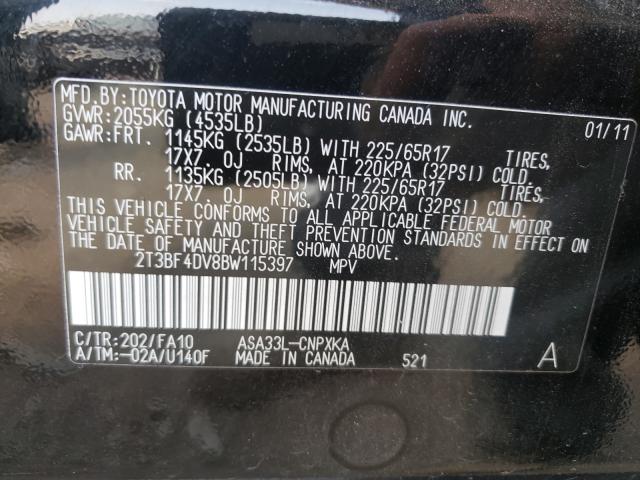 Photo 10 from auction – 2011 TOYOTA RAV4 with VIN 2T3BF4DV8BW115397