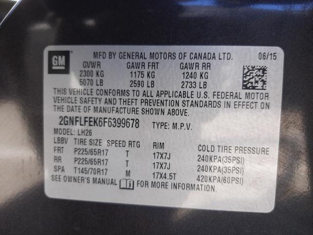 Photo 10 from auction – 2015 CHEVROLET EQUINOX LT with VIN 2GNFLFEK6F6399678