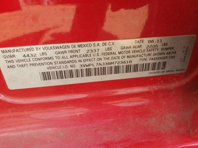 Photo 10 from auction – 2011 VOLKSWAGEN JETTA with VIN 3VWPL7AJ3BM723618