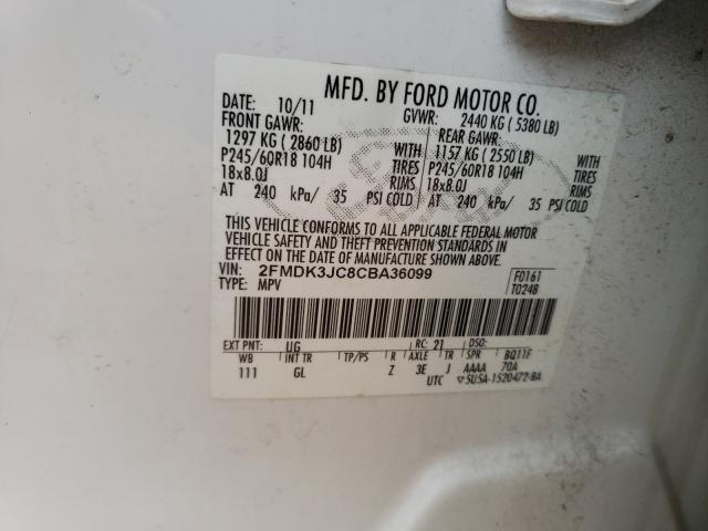 Photo 10 from auction – 2012 FORD EDGE SEL with VIN 2FMDK3JC8CBA36099