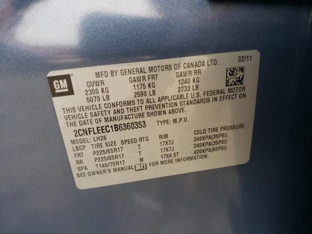 Photo 10 from auction – 2011 CHEVROLET EQUINOX LT with VIN 2CNFLEEC1B6360353
