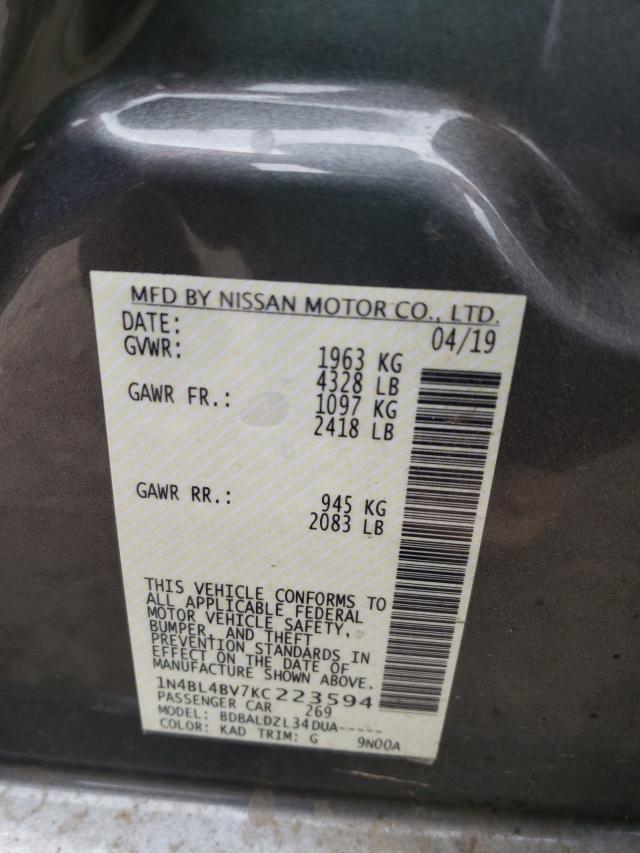 Photo 10 from auction – 2019 NISSAN ALTIMA S with VIN 1N4BL4BV7KC223594