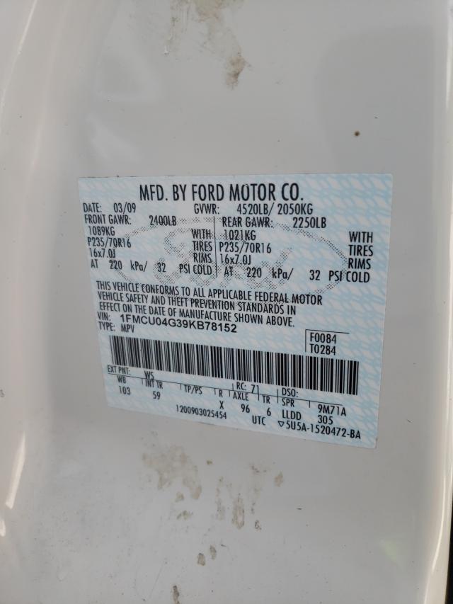 Photo 10 from auction – 2009 FORD ESCAPE LIM with VIN 1FMCU04G39KB78152