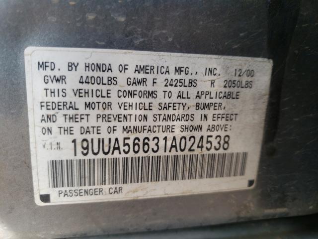 Photo 10 from auction – 2001 ACURA 3.2TL with VIN 19UUA56631A024538
