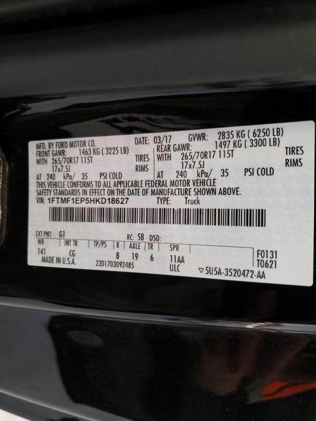 Photo 10 from auction – 2017 FORD F150 with VIN 1FTMF1EP5HKD18627