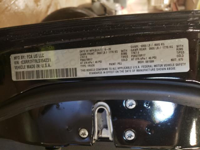 Photo 10 from auction – 2020 RAM 1500 CLASS with VIN 1C6RR7FT9LS154231