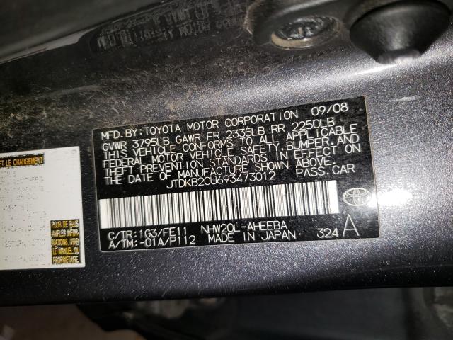 Photo 10 from auction – 2009 TOYOTA PRIUS with VIN JTDKB20U693473012