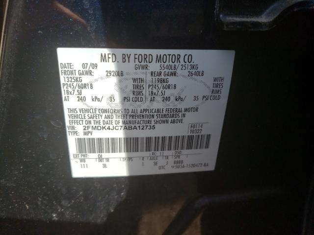 Photo 10 from auction – 2010 FORD EDGE SEL with VIN 2FMDK4JC7ABA12735