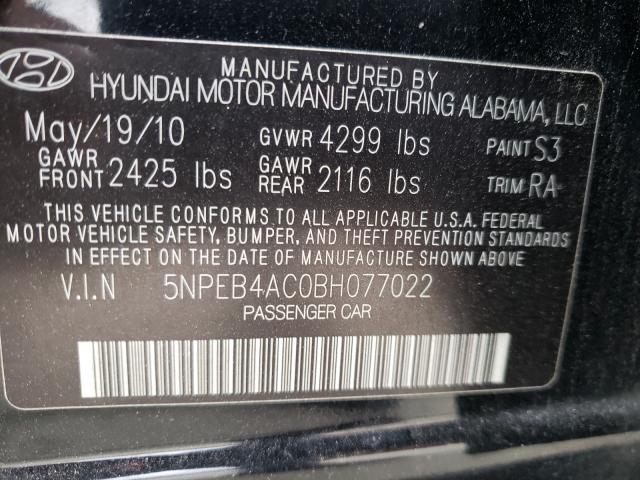 Photo 10 from auction – 2011 HYUNDAI SONATA GLS with VIN 5NPEB4AC0BH077022
