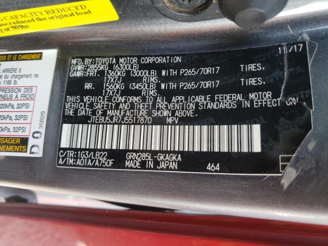 Photo 10 from auction – 2018 TOYOTA 4RUNNER SR with VIN JTEBU5JR7J5517870