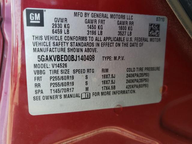 Photo 10 from auction – 2011 BUICK ENCLAVE CX with VIN 5GAKVBED0BJ140498