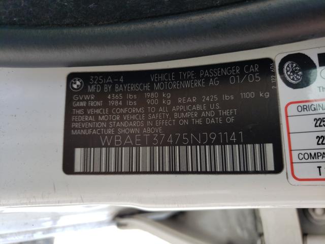 Photo 10 from auction – 2005 BMW 325 I with VIN WBAET37475NJ91141